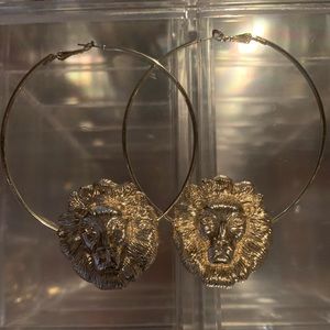 Gold lion door knocker earrings SOLD‼️